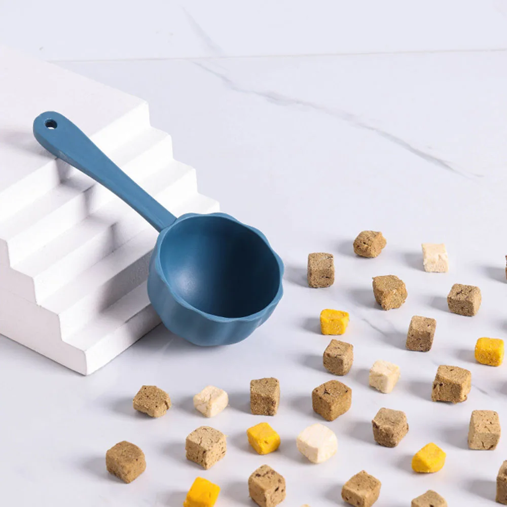 Cuchara de comida para mascotas con fondo redondo elegante, para medir alimentos para gatos y perros, herramienta práctica para cuchara de suministros para mascotas