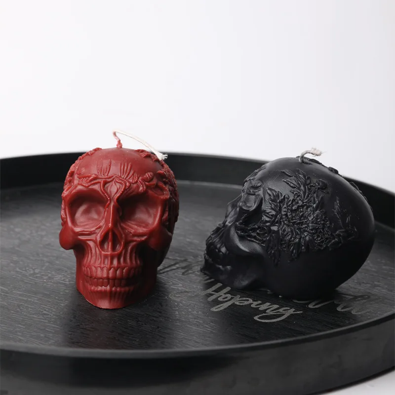 Halloween Rose Skull Scented Candle Smokeless Soy Wax Low Temperature Candle Creative Handmade Ornament Birthday Gift