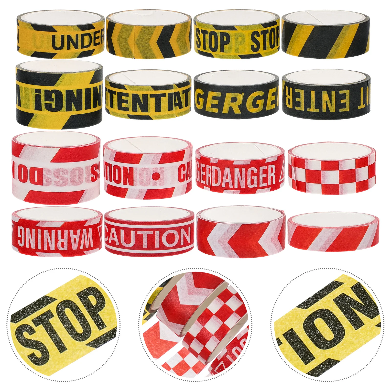 

16 Rolls Warning Tape Washi Stickers for Journaling Scrapbook Caution Print Decorative