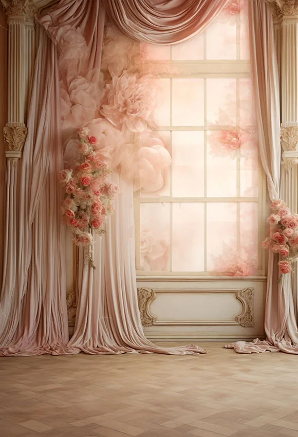 Mehofond Vintage Oil Painting Photography Backdrop Princess Art Flower Curtain Decor Window Abstract Background Photo Studio