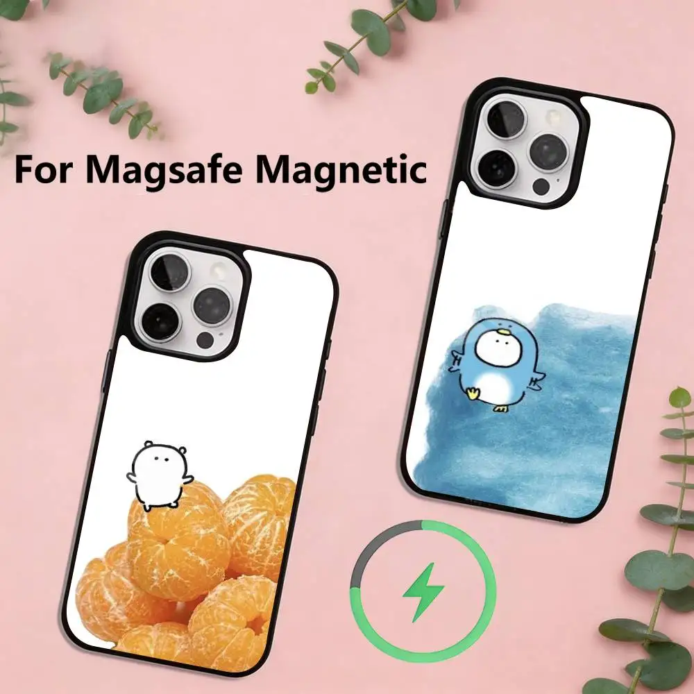 Korean H-Healing Bear Phone Case For iPhone17,16,15,14,13,12,11 Plus,Pro Magnetic For Magsafe Wireless Charging