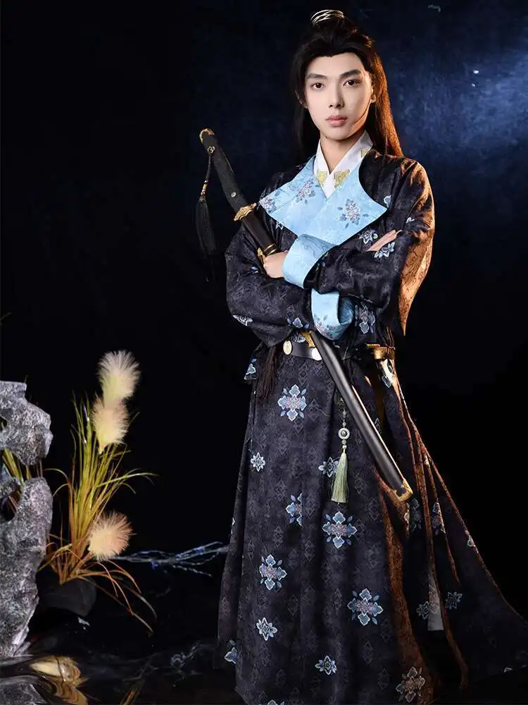 คลาสสิก Tang สไตล์รอบคอ Robe โบราณสไตล์เสื้อผ้าใหม่ Hanfu สไตล์ PARTY COSPLAY เครื่องแต่งกายสําหรับ Man