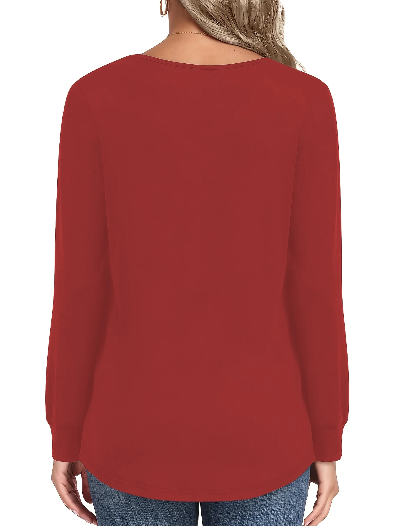 Plus Size Damen Langarm-Plissee-Oberteil für Stilvollen Komfort – Detail 8