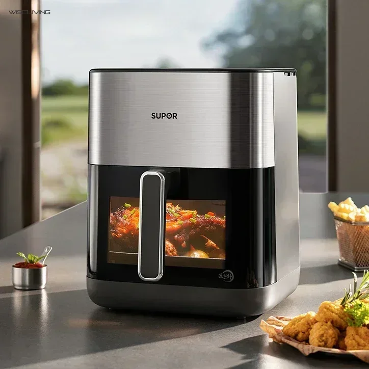 Dual heat source air fryer. Far infrared. Visible. Multifunctional. Intelligent. 6L large capacity. Oil-free air fryer.