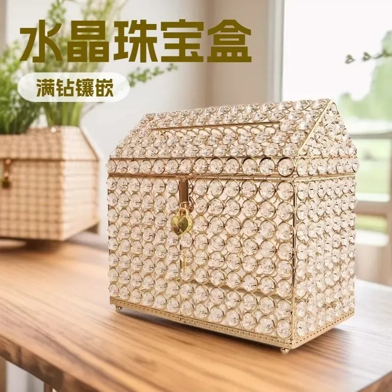 DSA new large-capacity crystal Treasure box jewelry storage box light luxury with lid exquisite storage box jewelry