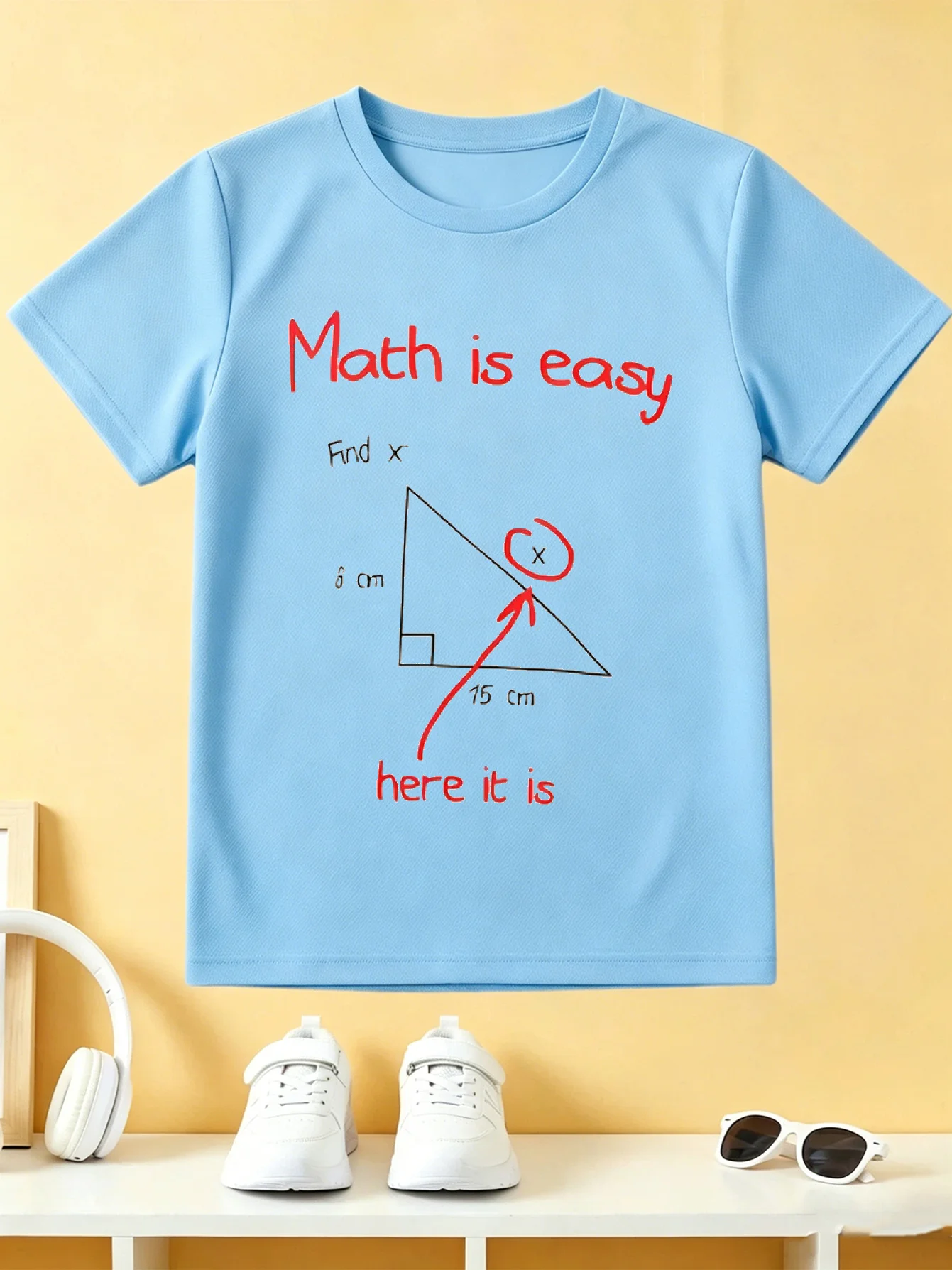 Funny Math Is Easy Find X Joke Mathematics Graphic Print T Shirt Family Matching Boys Girls Kids Short Sleeve Daily Tees