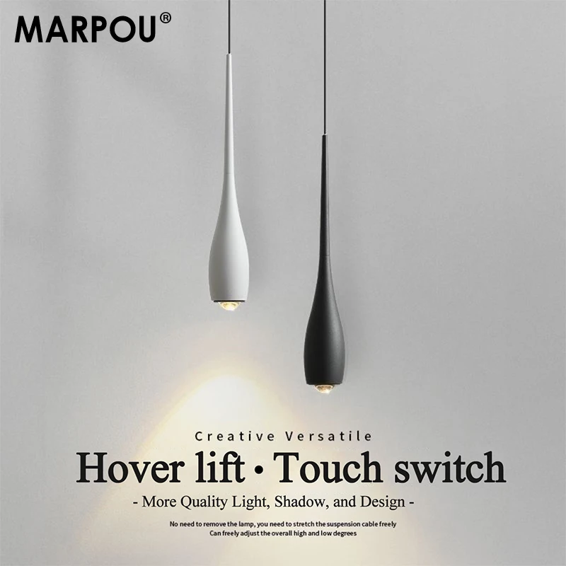 MARPOU 6W LED Pendant Light Modern Simple Chandelier Nordic Creative Adjustable Height Hanging Light Fixture for Bedroom Bedside
