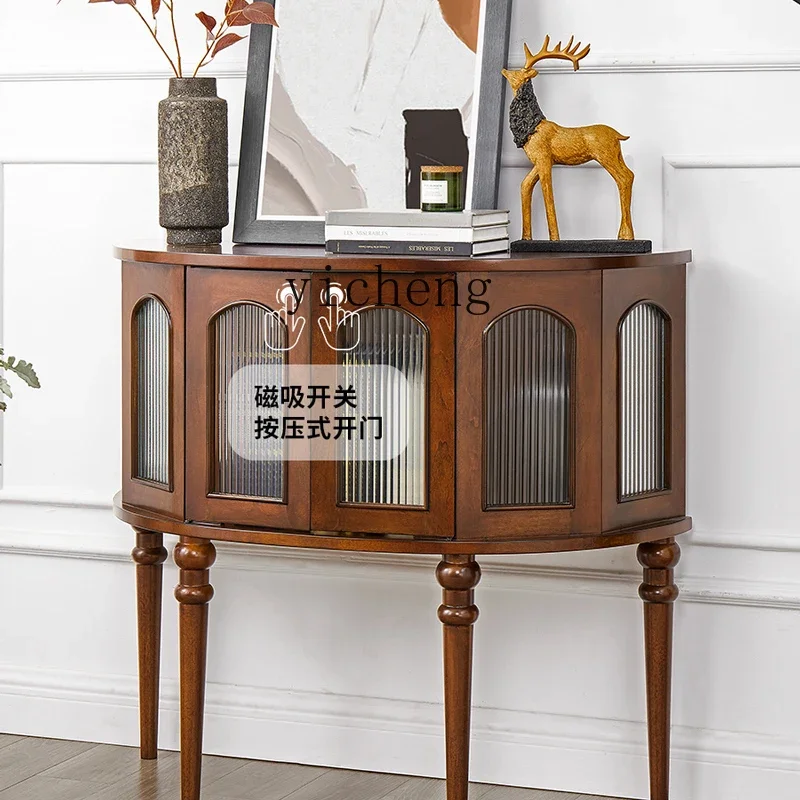c1 American solid wood entrance table French high-end semicircular aisle simple retro side cabinet