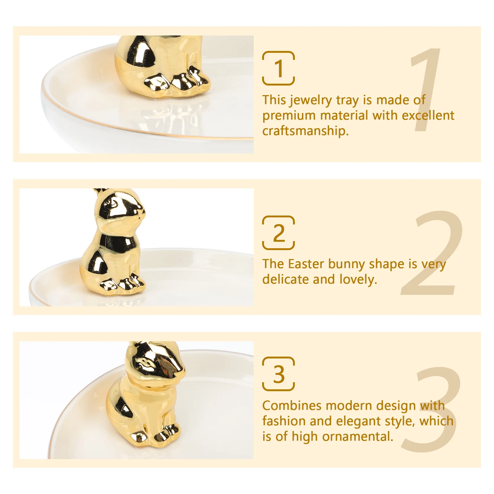 

Rabbit Design Jewelry Tray Ceramic Organizer Exquisite Decorative Multi Use Home Hotel Banquet Party Display Gift Safe Material