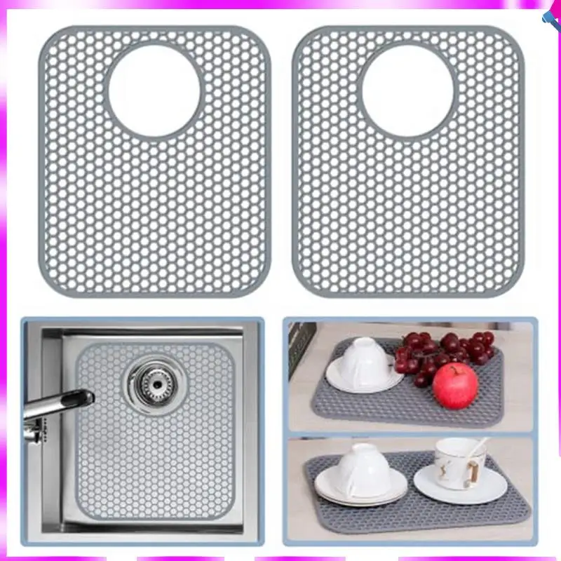 

N96R Силиконовый коврик для раковины, комплект из 4 защитных ковриков для кухонной мойки со задним сливом, складной нескользящий термостойкий коврик для раковины