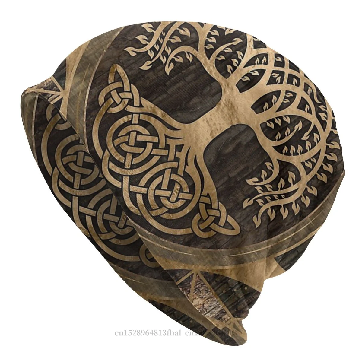 Skullies Beanies Caps Tree Of Life Yggdrasil Wood Bark And Gold Thin Hat Autumn Spring Bonnet Hats Men Women's Hip Hop Ski Cap