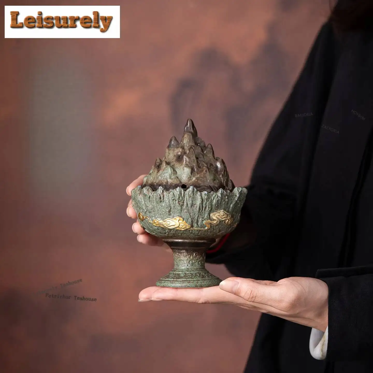 Bronze-glazed Boshan Incense Holder Water Fountain Decoration Incense Burners Consecrate Censer Yoga Supplies Ornaments Gifts