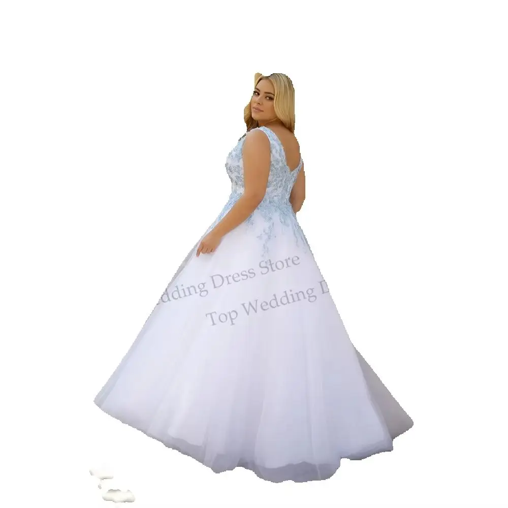 Elegante Brautkleider mit Blumenmuster für große Größen, ärmellos, V-Ausschnitt, Applikationen, Brautkleider, Korsett, Vestido de Novias, individuell gestaltet