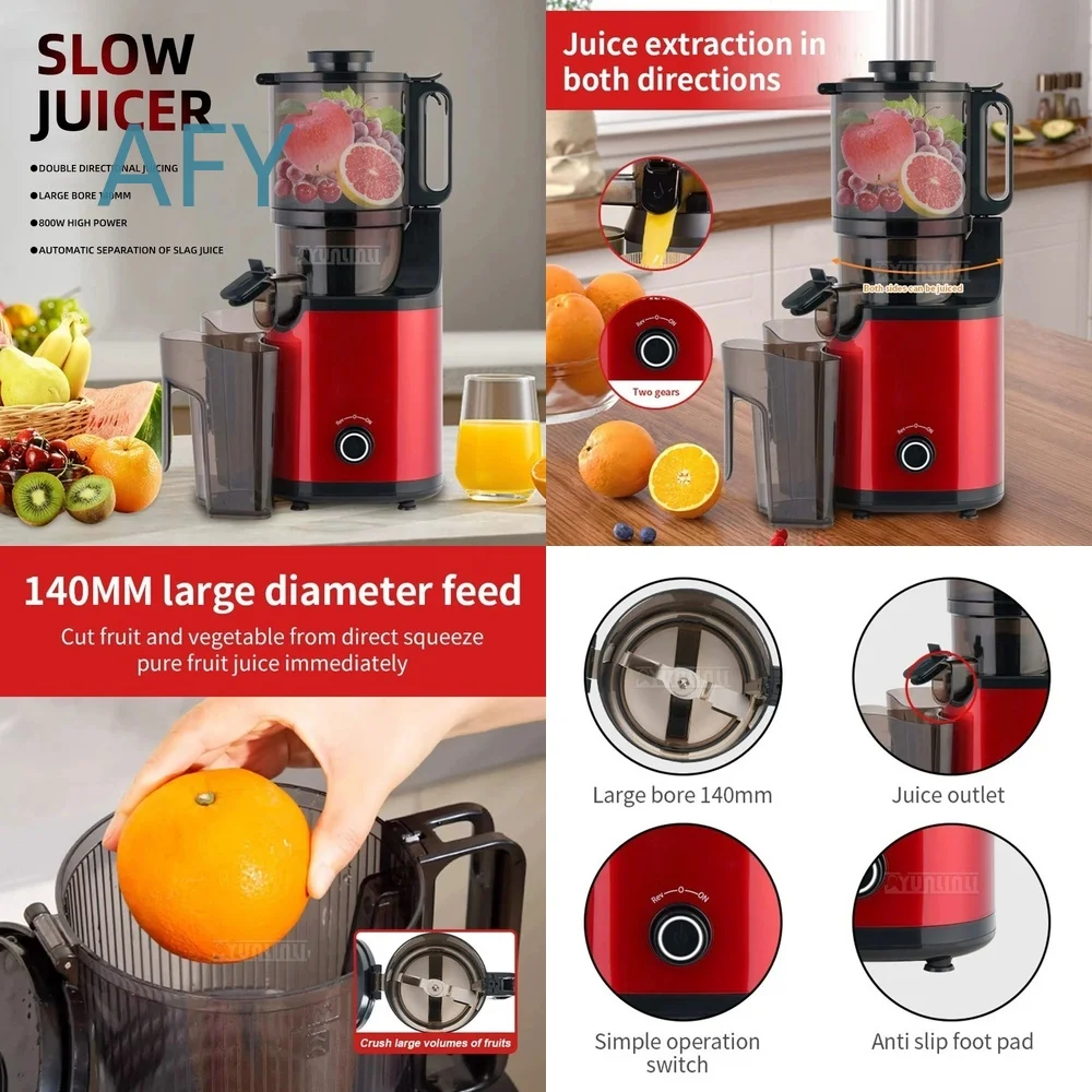 Large Caliber Slow Juicer 800W for SK-01009 Efficient Cold Press Juicer for Home Kitchen Appliance Multifunctional Vertical