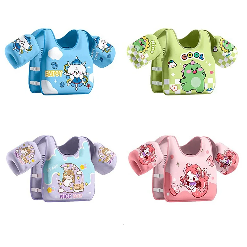 Baby Float Cartoon Arm Sleeve Swimsuit Foam Safety Adjustable Life Jacket Swimming Training Floating Pool Float Swimming Ring