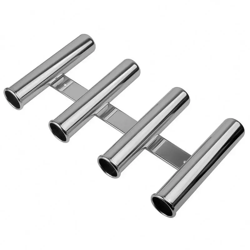 

420*220mm 316 Stainless Steel Adjustable Rail 4 Fishing Clamp-On Rod Holders For Boat