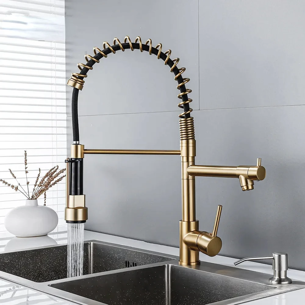 

Pull out Kitchen faucet Brushed Goldkitchen sink Mixer tap kitchen vanity water tap Rotating sink faucet