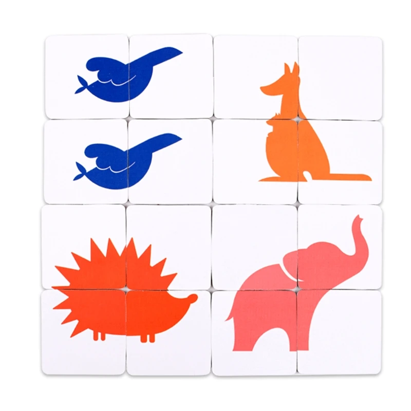 Baby Training Puzzle Cognitive Cards Educational Cartoon Vehicle Animal Fruit Set Matching Game English Learning