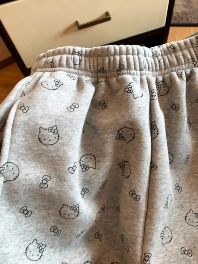 عدة طباعة Fce اصطف Thiened المرأة الرياضة Sweatpants الخريف الشتاء الدافئة فضفاضة عادية بنطال ذو قصة أرجل واسعة عالية الخصر Straig...