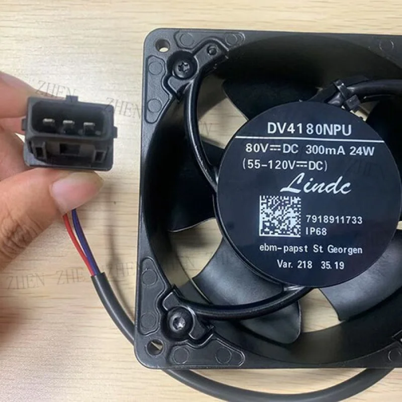Y  1 Pc. New FOR  Linde DV4180NPU Forklift Cooling Fan DC80V 300mA 24W 7918911733 & Plug