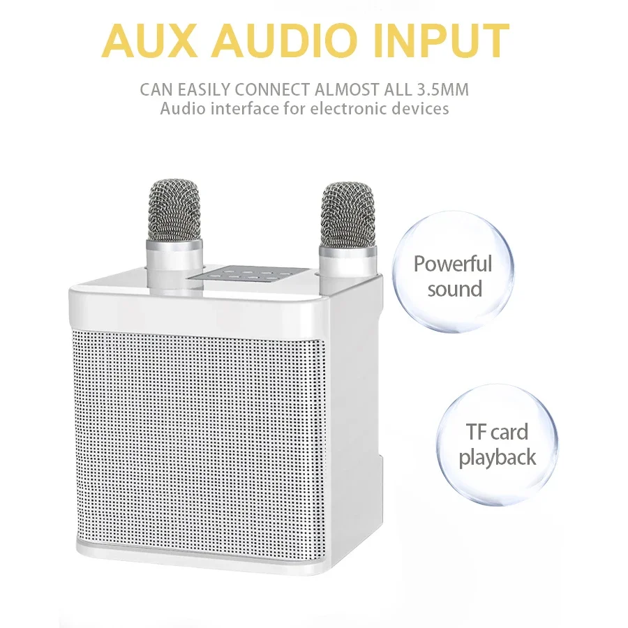 Máquina de Karaoke para Adultos - Altavoz de Karaoke Bluetooth con 2 Micrófonos Inalámbricos, Altavoz Sistema PA Admite Tarjeta TF/USB/AUX