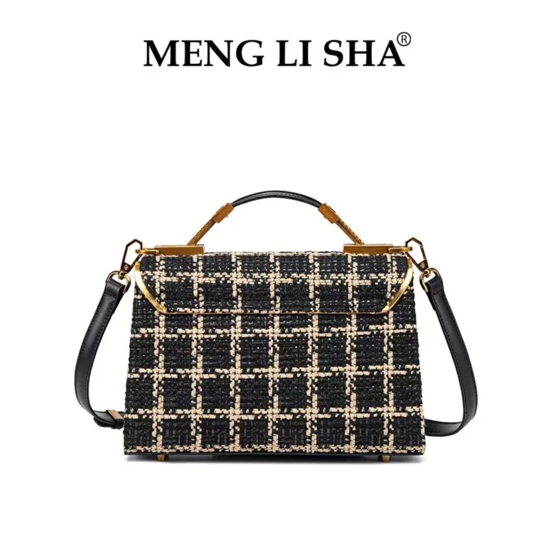 Light luxury brand women\'s handbag 2025 new autumn and winter plaid bag, high-end texture single shoulder diagonal cross bag