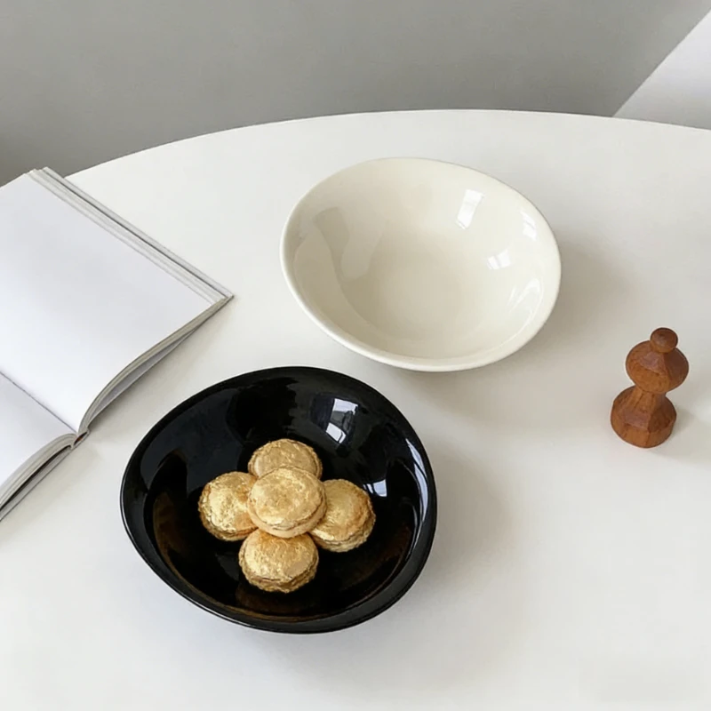 New Minimalist Red Glaze Ceramic Bowls for Home Use Salad Yogurt Oatmeal Rice Noodle Soup Instant Noodle Bowl Kitchen Tableware