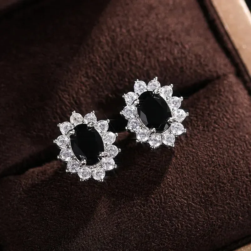 Trendy Geometric Cubic Zirconia Copper Stud Earrings For Women Metal Crystal Earring Party Wedding Daily Jewelry image 6