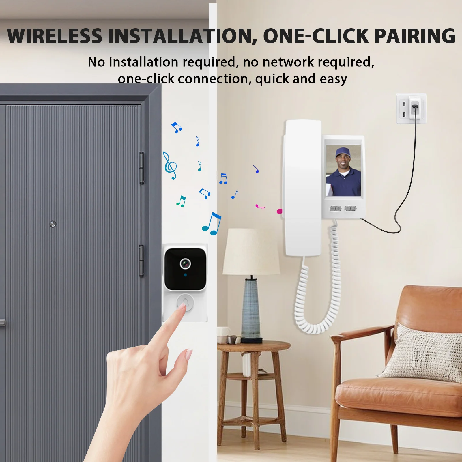 

Video Door Phone System 3.5 Inch IPS Screen Wireless Doorbell with Camera Doorphone Telephone Style Wireless Doorbell Intercom