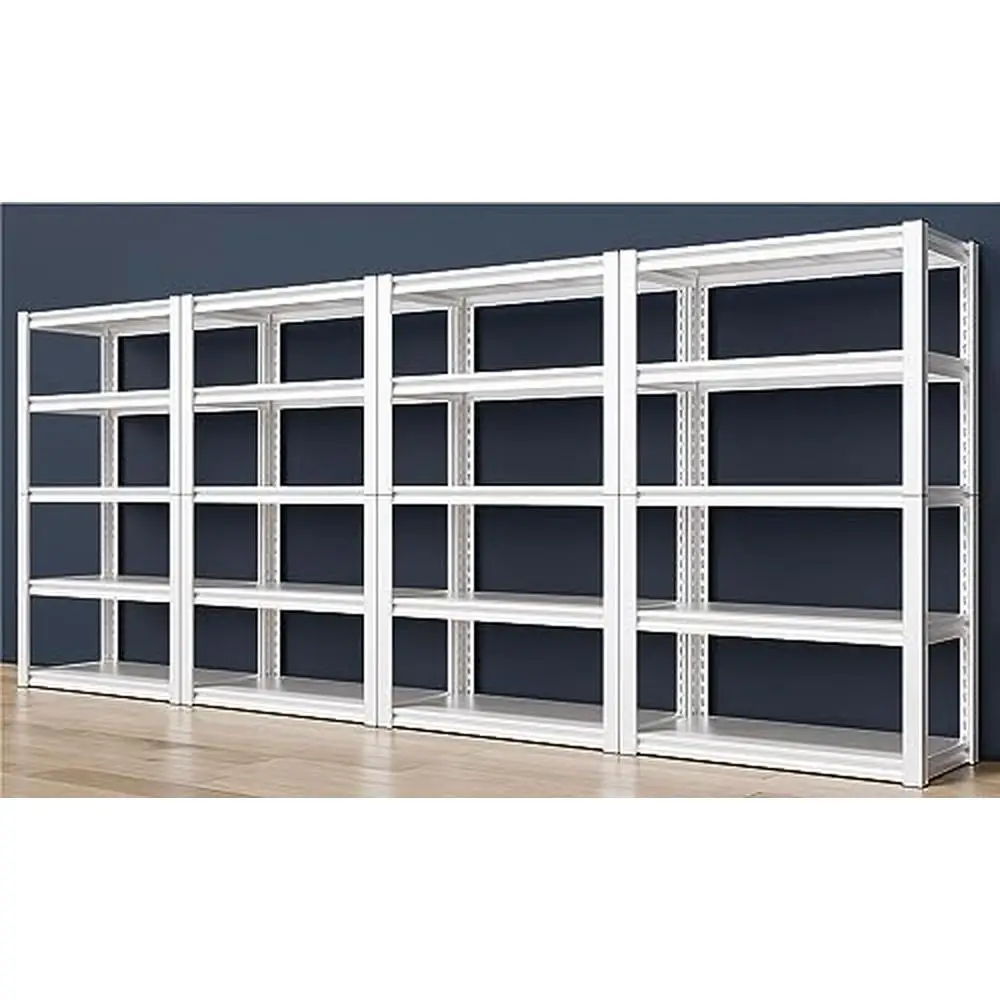 Garage Shelving 5-Tier Heavy Duty Metal Storage Shelves 2010LBS Max Load Adjustable Rust Proof White Unit Commercial Use