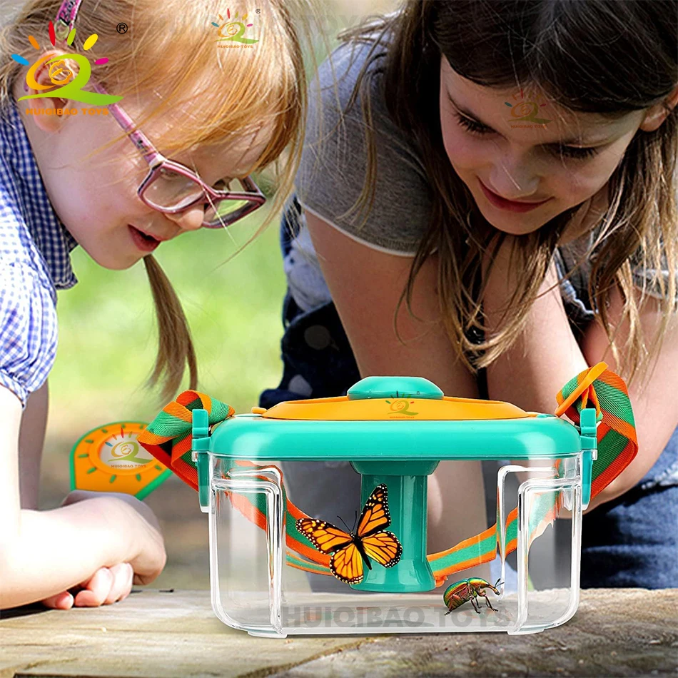 HUIQIBAO Nature Exploration Outdoor Bug Catcher Kit per bambini Bug cattura Observer Magnifier Clip Insect Catch Net Kit giocattoli regalo