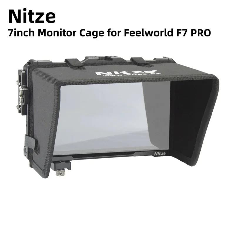 

Nitze Monitor Cage for Feelworld F7 PRO 7'' Monitor with Sunhood,HDMI and USB Type-C Cable Clamp,Cold Shoe JT-F03B