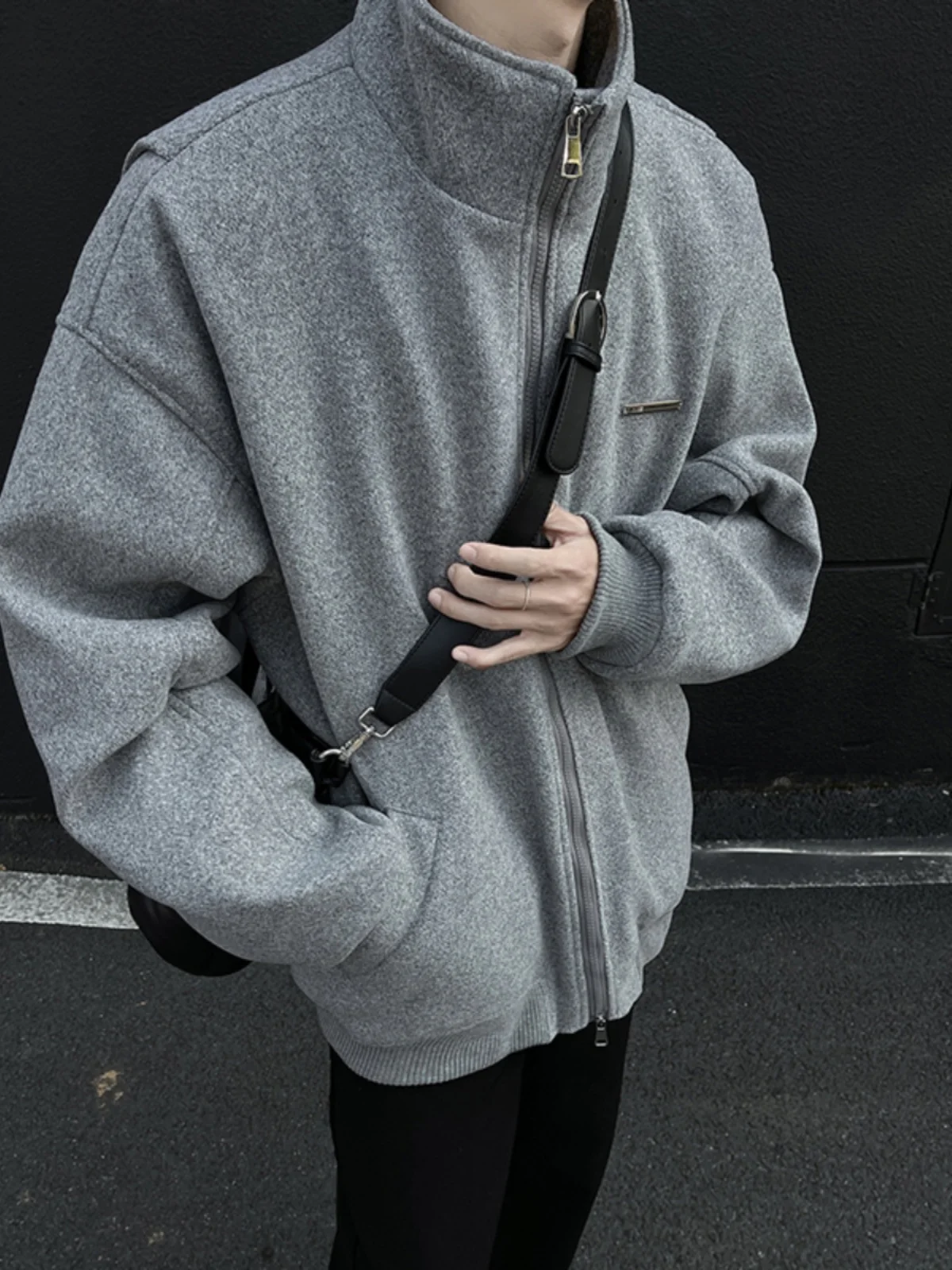 

Thiened ey Cotton Jaet for Men Korean Sle Autumn Winter Warm ort Woolen Coat American Cleanfit Sle Teenage Faion