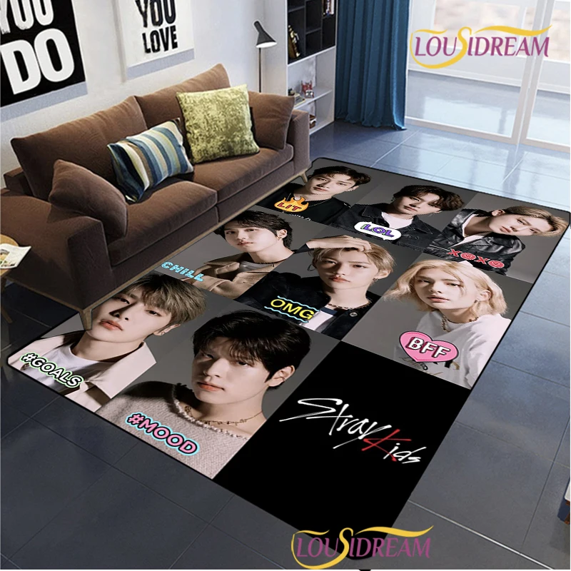 Kpop S-Stray-K Singer Star Group Carpet,music enthusiast Fashion yoga Rug for Living Room Non-slip Floor Mat Alfombra Poster Mat