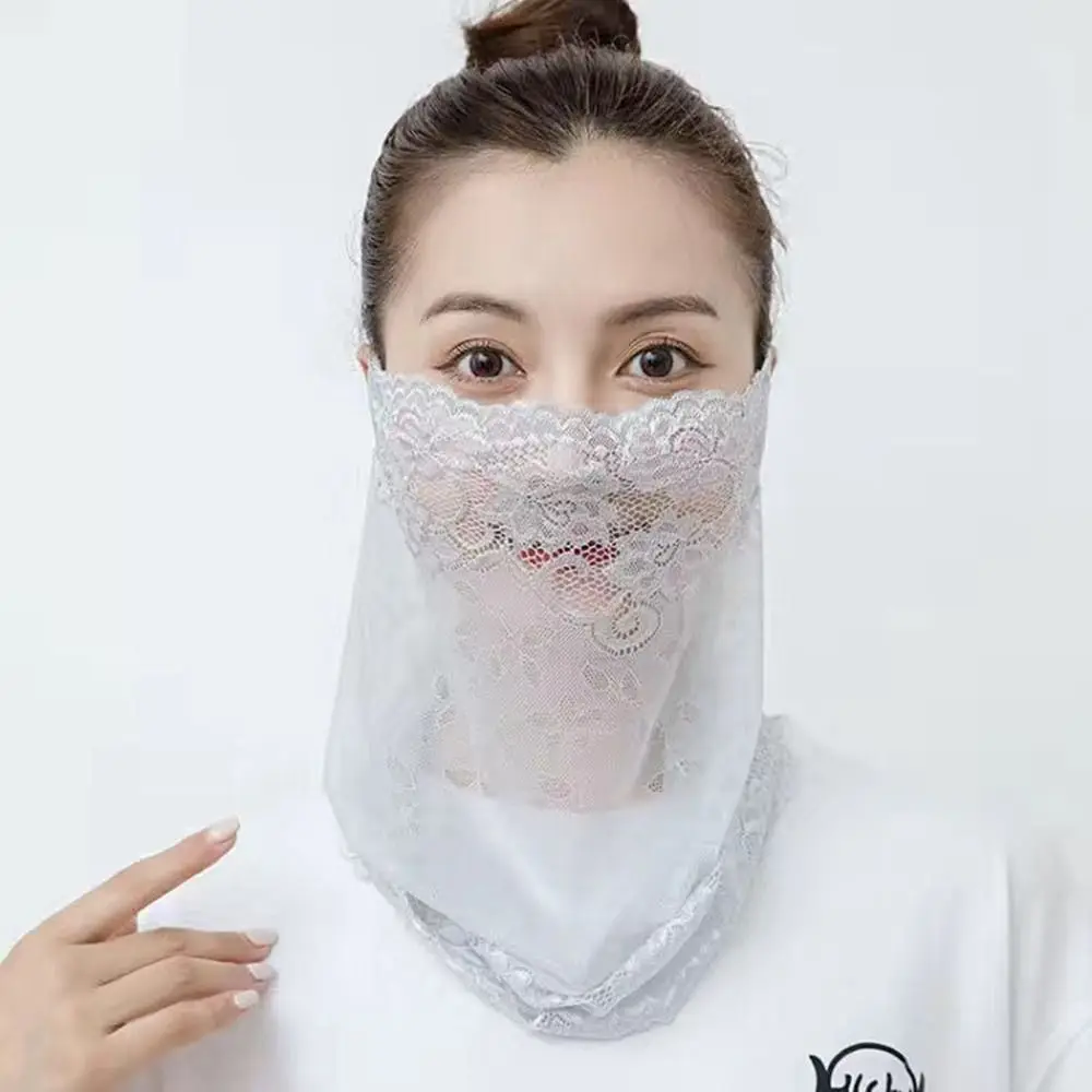 

New Lace Sunscreen Face Scarf Anti-UV Washable Face Bandana UV Protection Reusable Ear Headband Scarf Summer