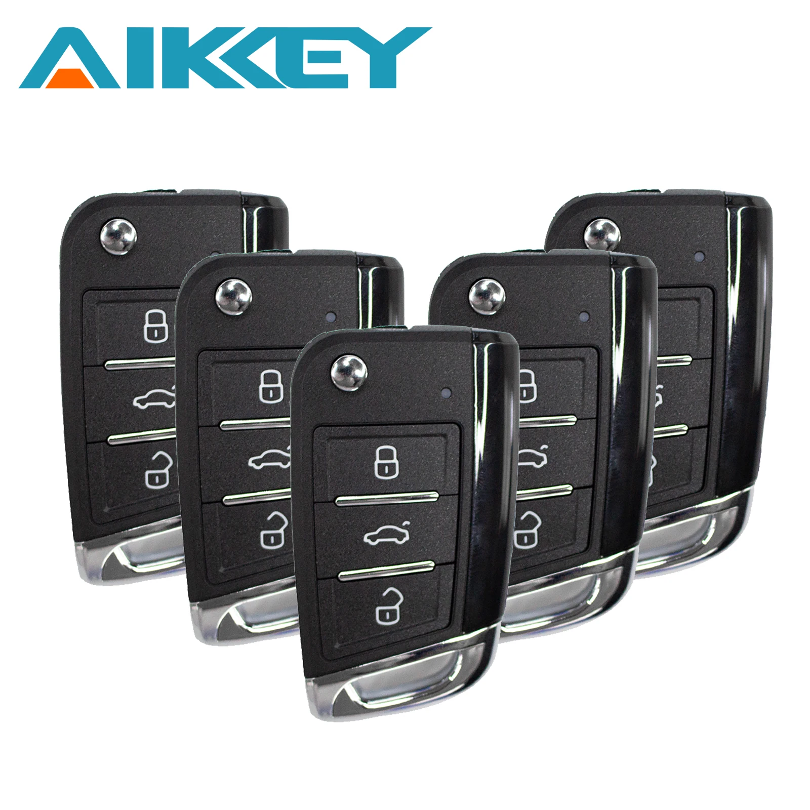 AIKKEY 5pcs K3 B Series MQB Style 3 Buttons for AIK Machine Universal Car Remote Key Fob with Chip Control Keyless Maker Replace