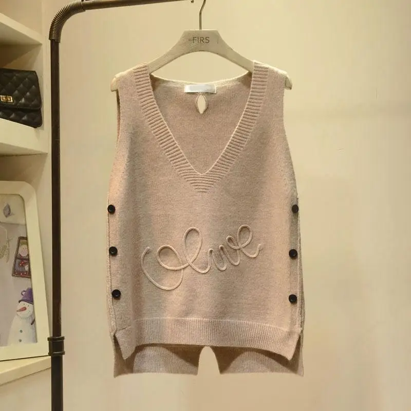 Women's Cropped Knitted Vest New Fashion Korean Version Loose Sweater Top 2023 Spring and Autumn Wear Vest