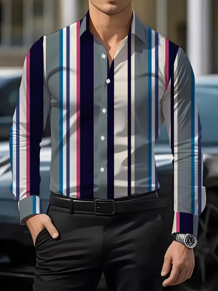 Autumn Men's Long Sleeved Shirt Button Polyester Men's Business Casual T-shirt Men's Daily Commuting Shirt men Y2K Clothing tops