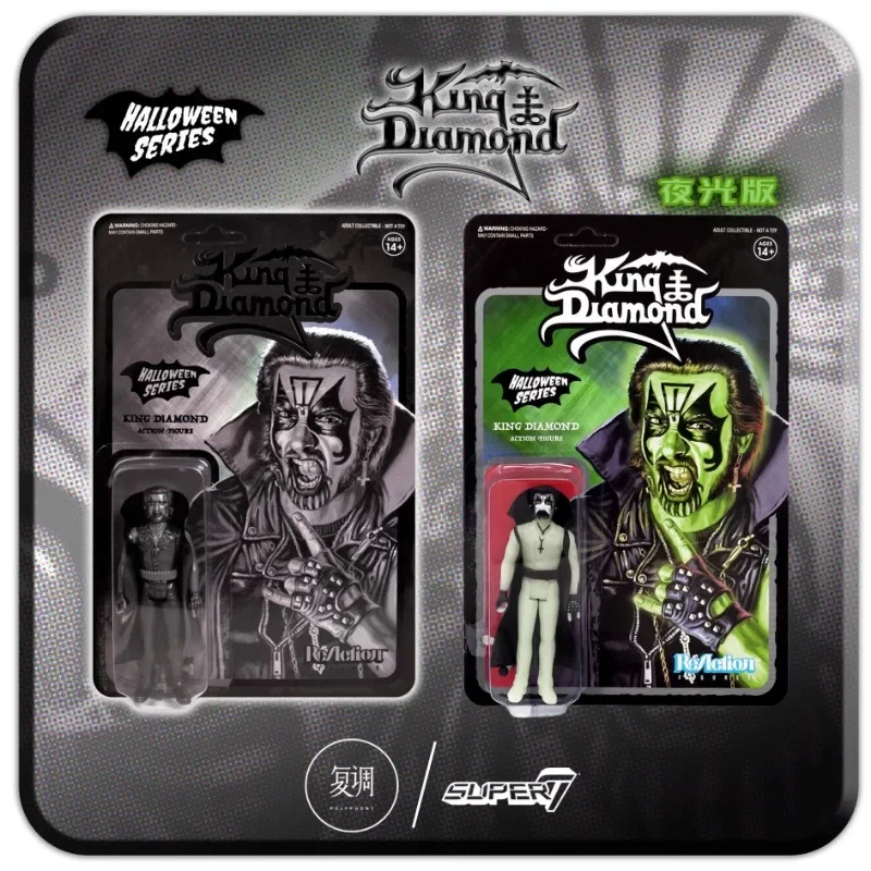 In Spot Super7 The King Diamond Halloween Series ReAction Figure 3.75 Inch Toy Collection Gift Doll