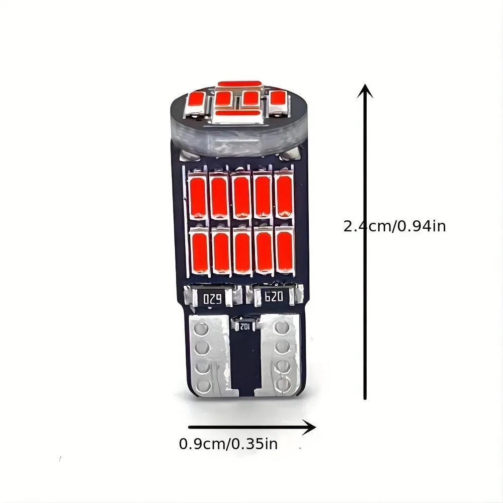 10pcs Red LED Light Bulb T10 W5W 194 501 Led Bulbs Decoding No Error Car Interior Light Roof 26 Light Beads, Decoding 4014