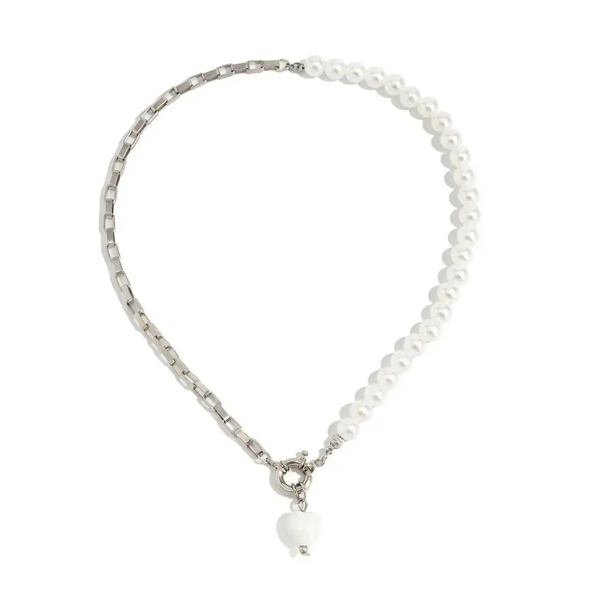 KunJoe أنيقة تقليد اللؤلؤ سلسلة المختنقون قلادة المرأة 2026 خمر السيراميك الحب القلب قلادة قلادة مجوهرات على الرقبة