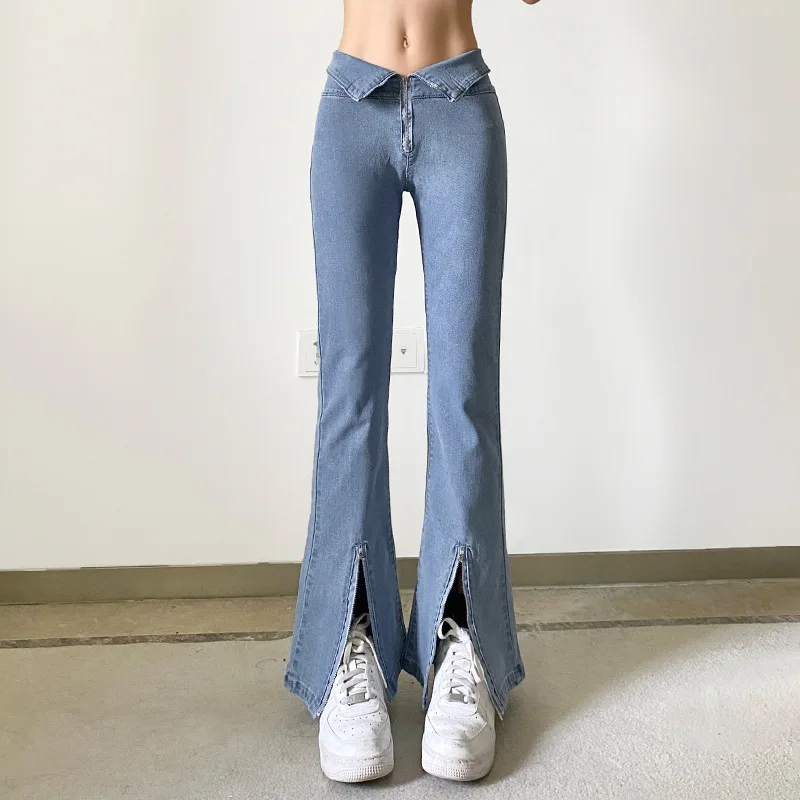 

Korean Black Slim Fit Elastic Women's Pants High Waist Split Women's Pants Fashion Leisure Streetwear Women Y2k Pants