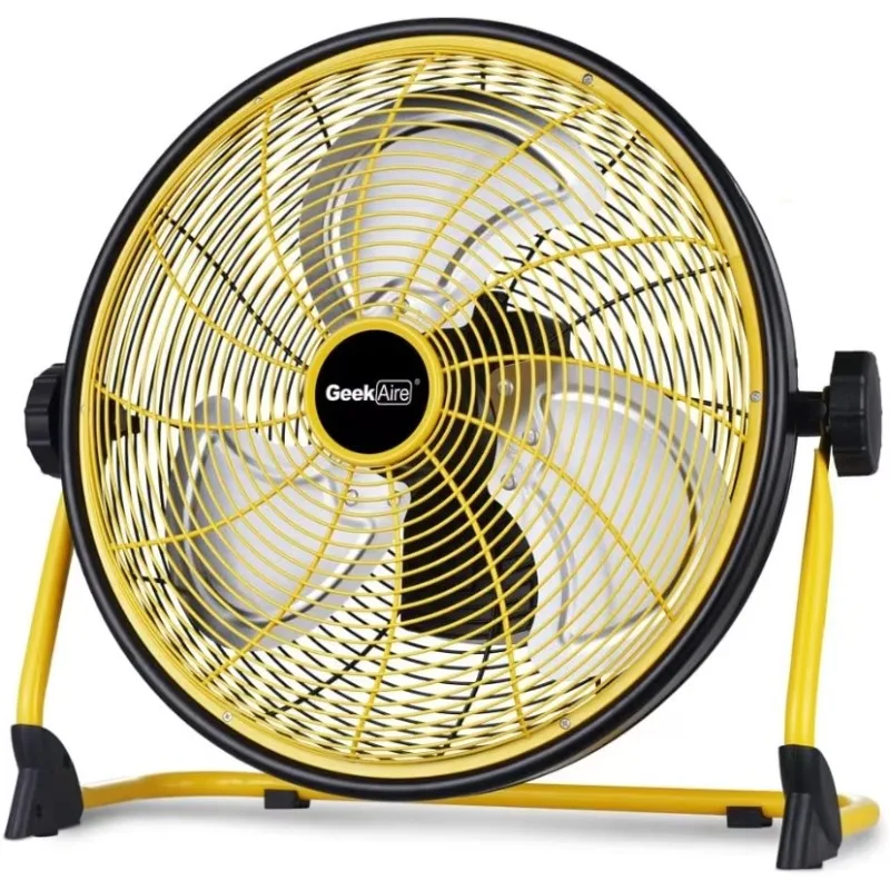 Geek Aire Rechargeable Outdoor High Velocity Camping Floor Fan, 16” Portable Battery Operated Fan with Metal Blade