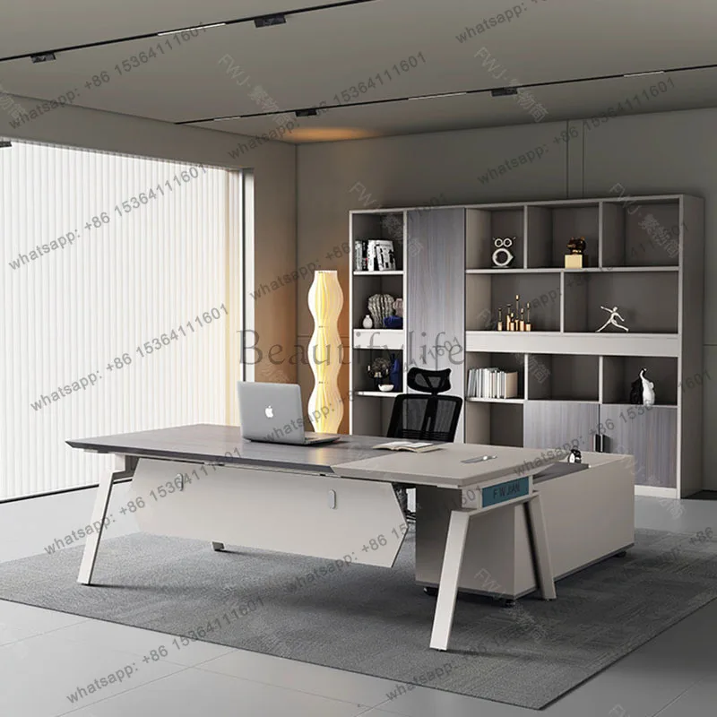 FG Modern Wooden Office Desk European Aesthetic Study Computer Drawer Office Desk Decoration Display Scrivania Salon Furniture