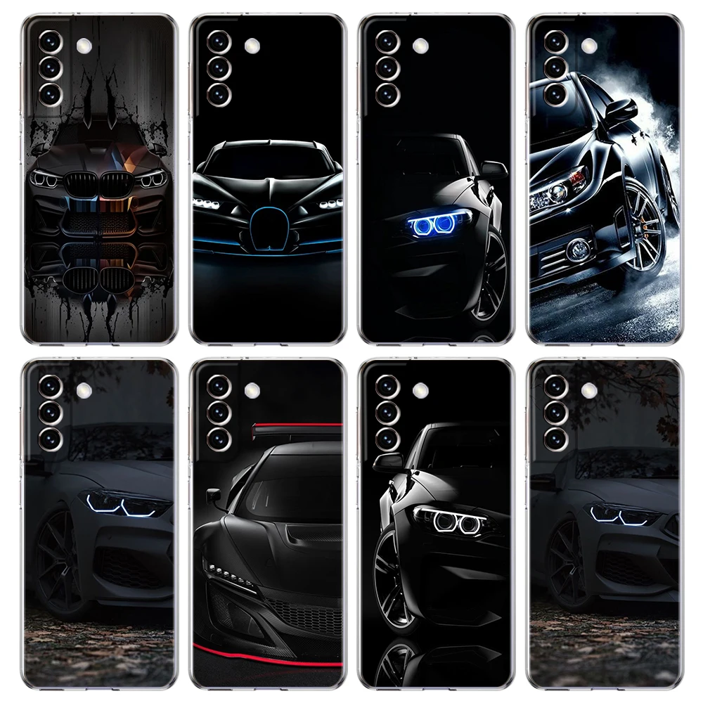 Cool Sports Black Car Case for Samsung Galaxy S24 S23 S22 S20 S21 FE Ultra S24 S23 S10 S10E S9 S8 Plus Transparent Phone Shell