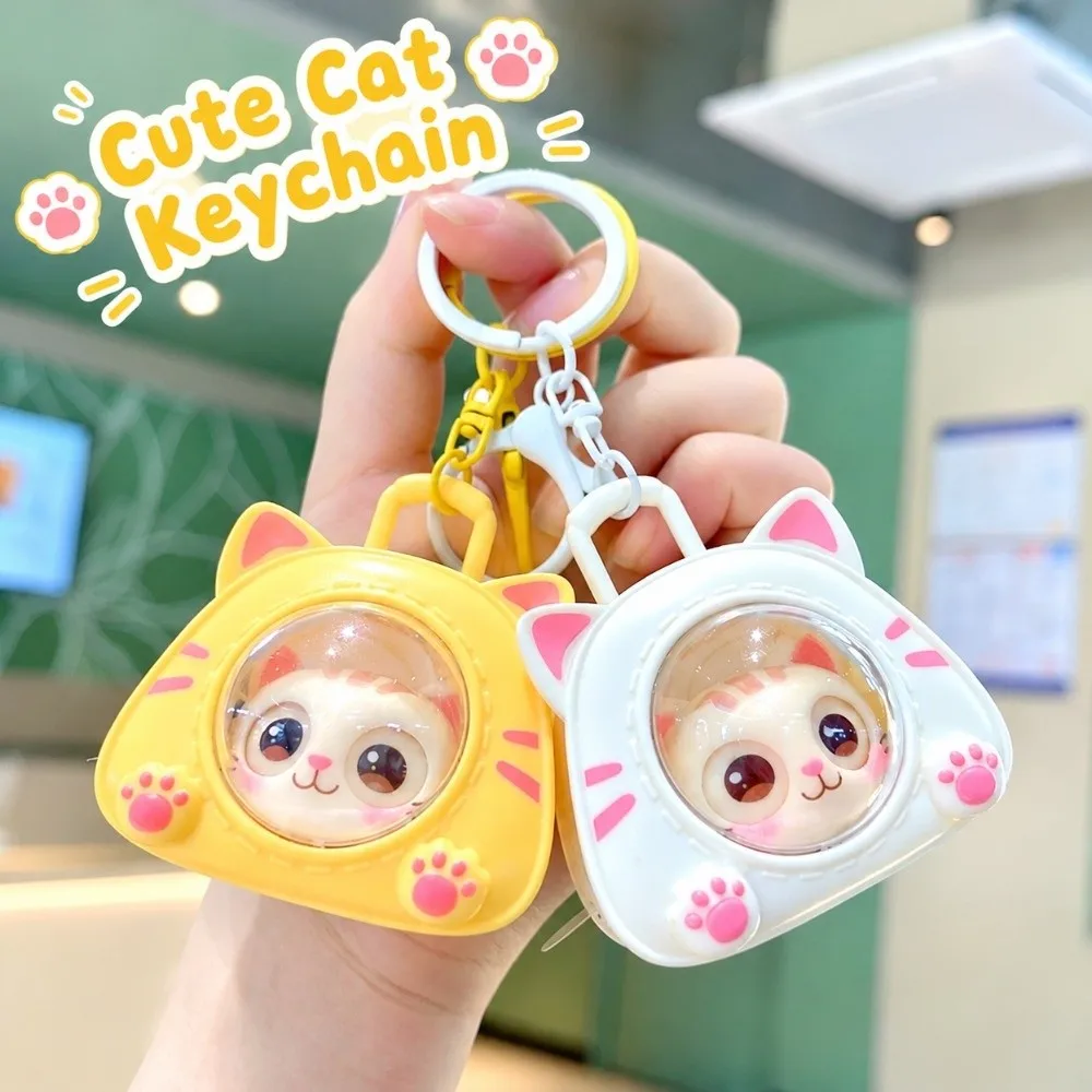 Squeeze Sound Cartoon Cat Keychain Eye Changing Creative Anti-Stress One Click Face Change Funny Handbag Charm For Children