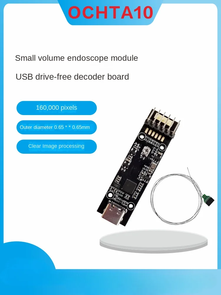 OD 0.65MM OCHTA10 Endoscope Camera Module with USB2.0 Driverless Decoder Board Clear Output