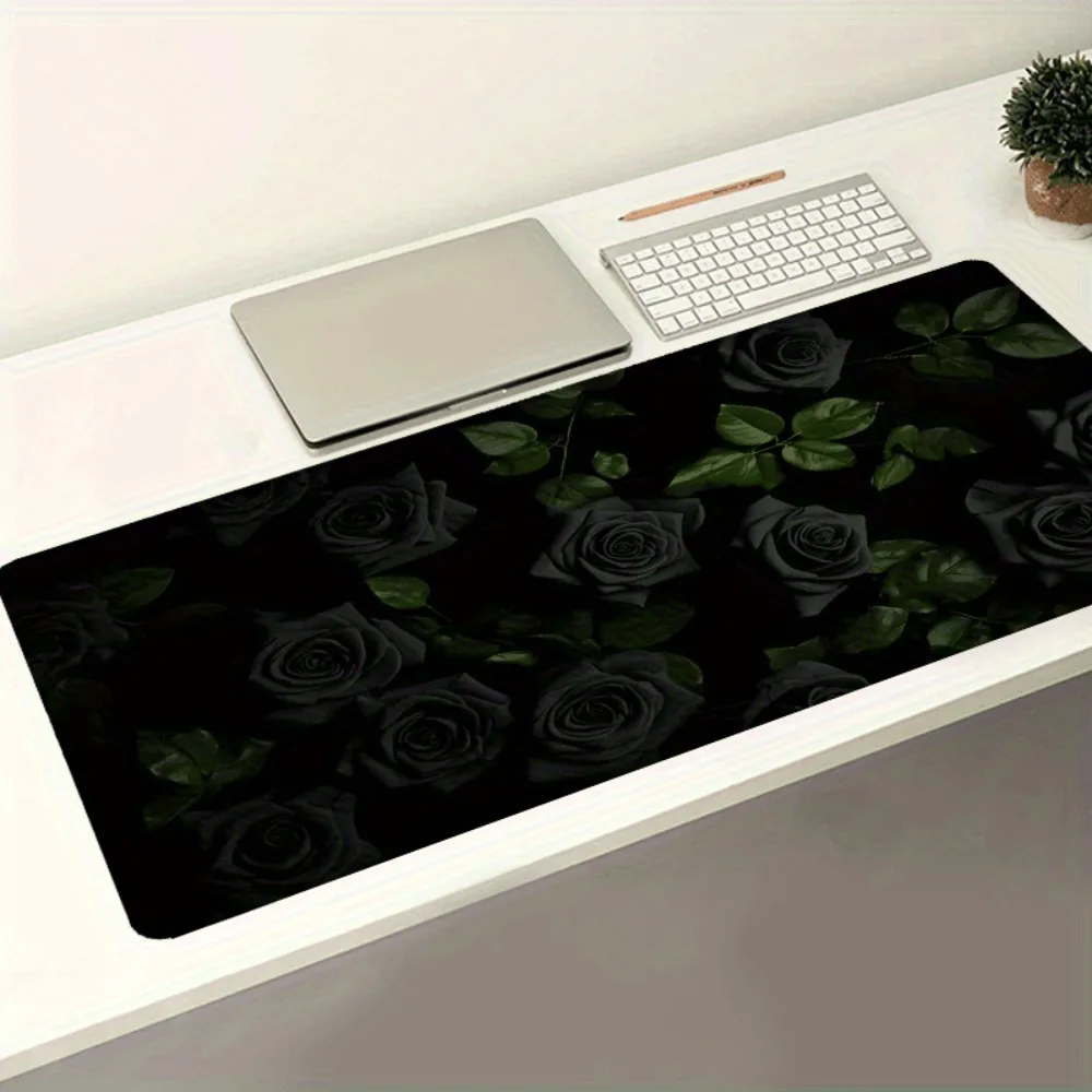 Magnifique design de rose noire, base en caoutchouc antidérapante, organiseurs de bureau et plateaux, tapis de souris.
