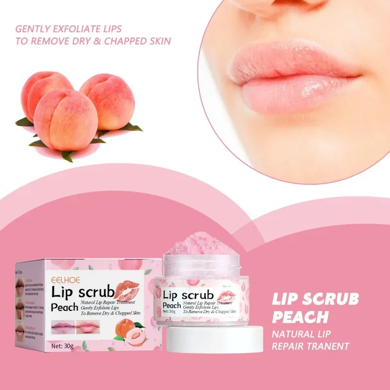 Peach Lip Scrub Exfoliating Lightening Fade Lip Lines anti-peeling Dryness Remove Dead Skin Moisturizing Care Makeup Lip Balm