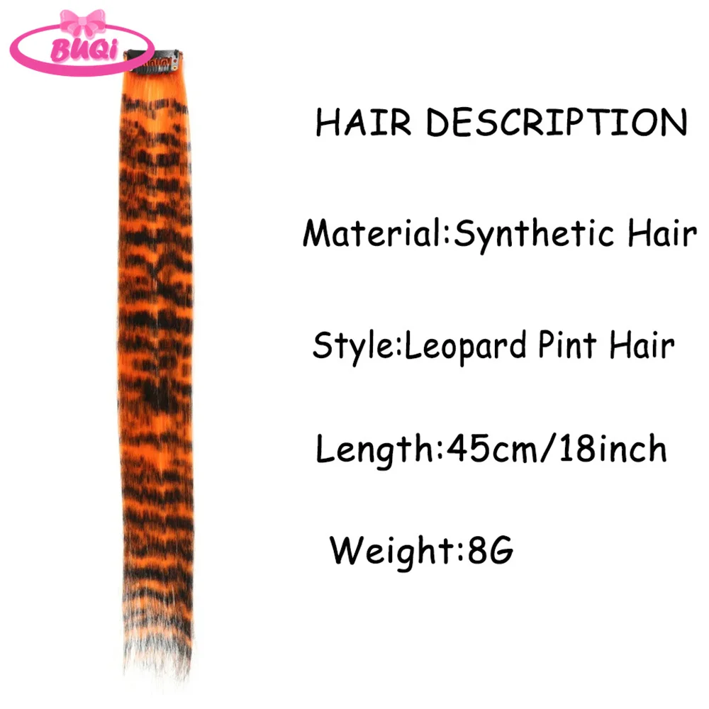 Straight Printed Color Clip In Hair Extension Leopard Print Clip Hair Extensions For Woman Hair Accessories